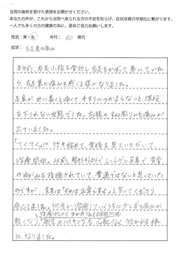 左足裏が痛い（足底筋膜炎）